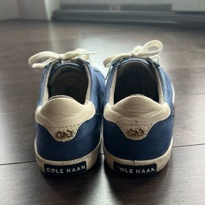 COLE HAAN SIZE 7M Grand Os Low Lace-up Sneakers W05564 Blue Fabric
